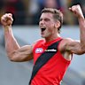 Archer May was crucial for the Bombers in their win over the Demons. He also happens to be the stepson of one of the figures the red-and-black faithful love to hate most, Hawks legend Dermott Brereton.