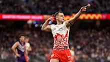 Tom Papley’s tribute to Jai Arrow after kicking a goal.