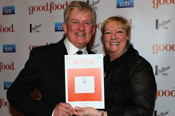 Gail and Kevin Donovan, joint  winners of the Vittoria Coffee Legend Award at The Age Good Food Guide Awards in 2015.