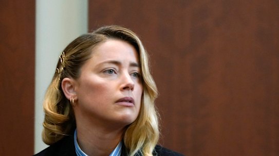Actor Amber Heard testifies in the courtroom at the Fairfax County Circuit Court in Virginia.