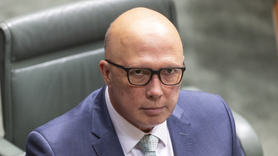 Opposition Leader Peter Dutton during question time on Wednesday.