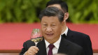 Chinese President Xi Jinping toasts during a dinner reception at the Great Hall of the People in Beijing.