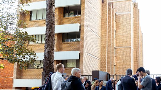 Residents disperse after a Land & Environment Court hearing 