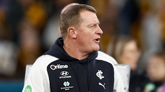 Besieged Carlton coach Michael Voss.