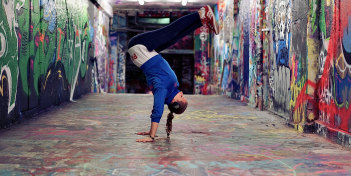 Patricia Crasmaruc practises for the  street dance festival Destructive Steps in the documentary Keep Stepping.