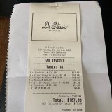 The receipt for lunch with artist Sally Smart.