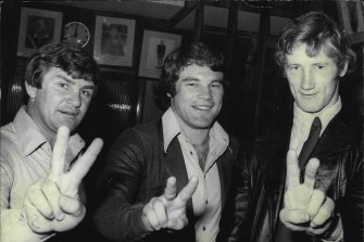 Graham Eadie (centre) with George Piggins and Denis Fitzgerald in 1975.