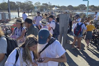 Rottnest Island jetty was packed as authorities moved to evacuate people after the announcement WA was going into a five-day lockdown on Sunday. 