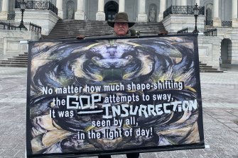 Stephen Parlato, outside Congress, travelled from Colorado to mark the anniversary on January 6, 2022.