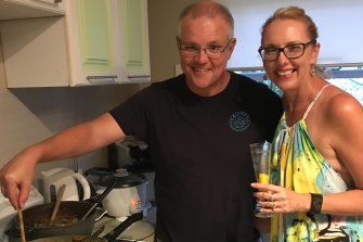 Scott Morrison in the kitchen with his friend, Karen Harrington.