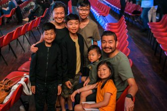Hillsong members Dorcas Quah and husband Jeremy with their children, left to right, Jonah, 8, Asher, 10, Jamie, 12, Jethro, 3, and Alannah, 6. 