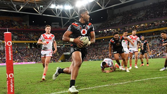 Stroll: David Fusitua canters over out wide.