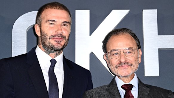 Yes, that is David Beckham standing with Hugo from Succession.