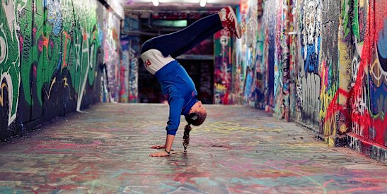 Patricia Crasmaruc practises for the  street dance festival Destructive Steps in the documentary Keep Stepping.