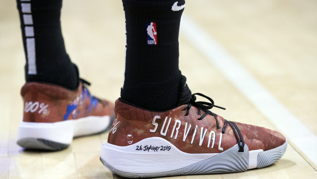 Patty Mills wore the shoes against Ben Simmons and the 76ers.