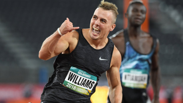 Trae Williams after clocking 10.1s at the Australian Athletics Championships last year, a time that was Australia's fastest 100 metres in a decade. 