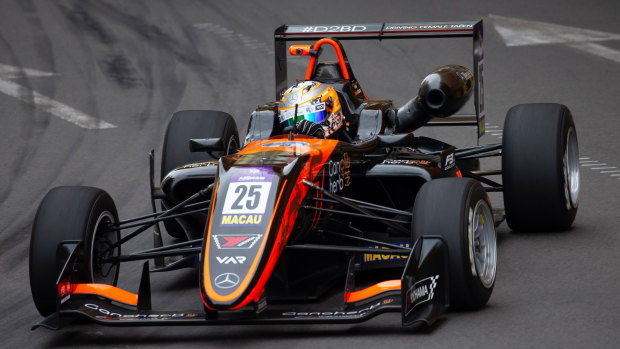 Fracture: German driver Sophia Floersch competing in Macau before her terrifying crash.