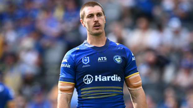 Eels forward Shaun Lane in the club’s loss to the Tigers last week.