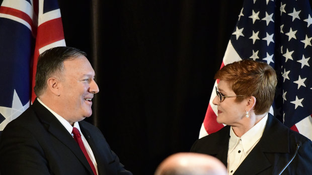 US Secretary of State Mike Pompeo and Australian Foreign Affairs Minister Marise Payne in Sydney.