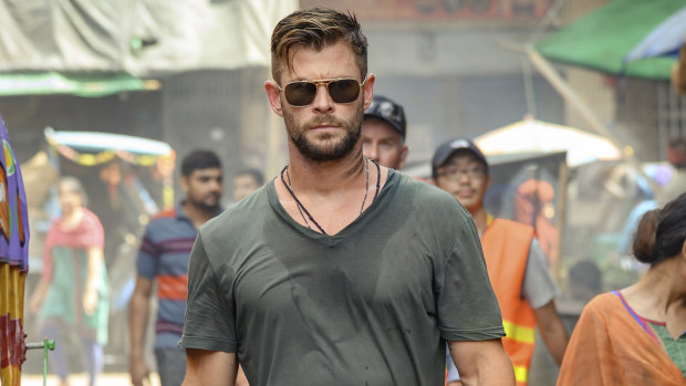 Chris Hemsworth as Tyler Rake in Extraction.