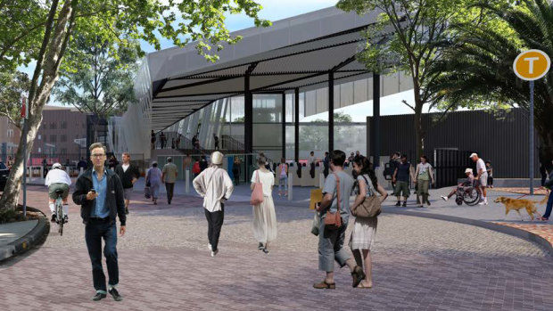 The proposed Marian Street entrance on the eastern side of the station and shared zone.