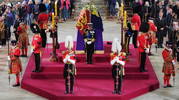 Queen Elizabeth II lies in state at the Palace of Westminster in September.