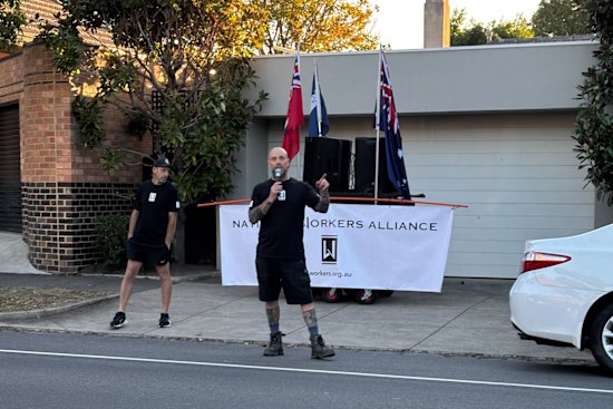 Matt Trihey of the “National Workers Alliance” at a pre polling booth in Brighton on Friday.