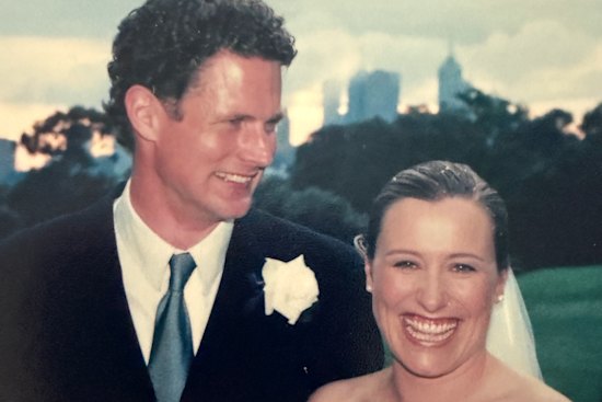 Kim Wilson and her husband, Damon Johnston, on their wedding day in 2000.