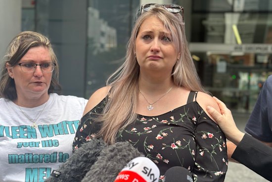 Julie Ryan outside the Supreme Court in Brisbane after a teenager was sentenced over the killing of Vyleen White.