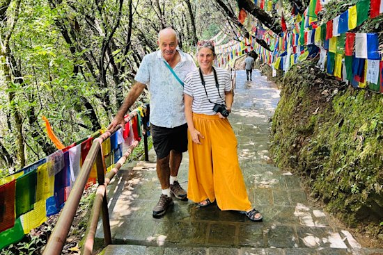 The author and her father during their trip to Nepal.