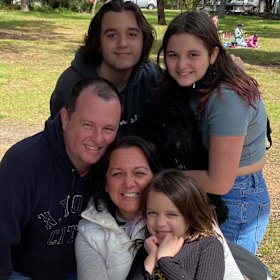 Phil and Natasha Cuthbert with their children Harry, Zara and Isabelle, who are getting ready for the transition back to school.