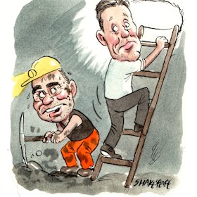BHP chief executive Andrew Mackenzie and his chief financial officer Peter Beaven