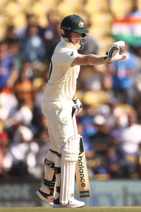 Steve Smith was criticised by Allan Border for his gesture after being beaten on the outside edge.