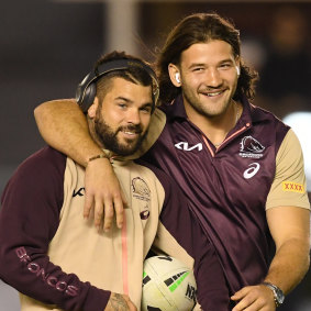 Broncos Adam Reynolds (left) and Pat Carrigan.