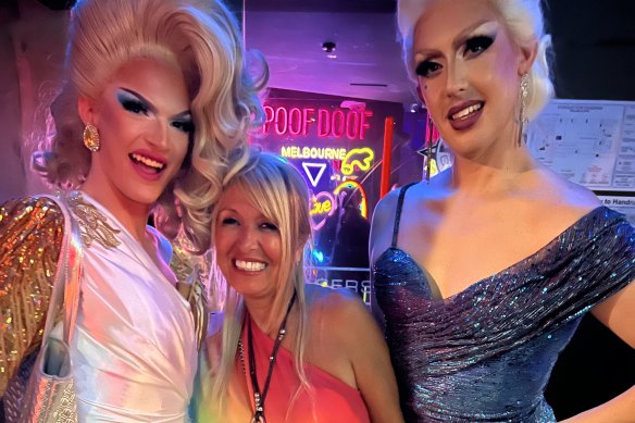 Chasers nightclub owner Martha Tsamis (centre) with patrons at the Thick and Juicy event.