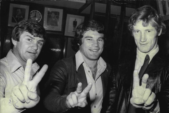 Graham Eadie (centre) with George Piggins and Denis Fitzgerald in 1975.