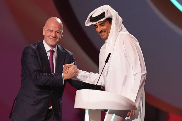 FIFA President Gianni Infantino and Emir of Qatar Sheikh Tamim bin Hamad Al Thani.