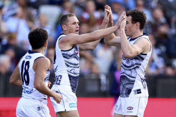 Jeremy Cameron and Joel Selwood played well in the Cats win over the Crows