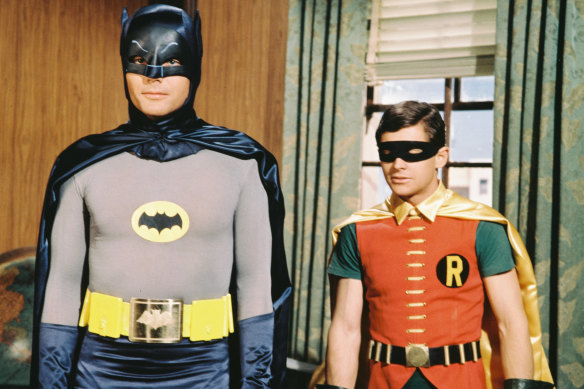 Adam West as Batman and Burt Ward as Robin in the TV series Batman. 