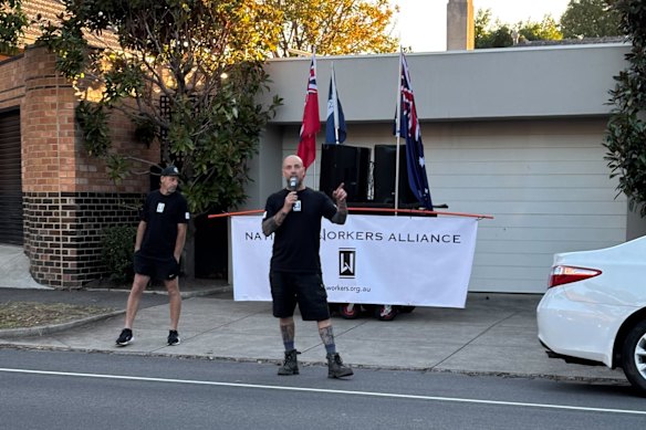 Matt Trihey of the National Workers Alliance at a pre-polling booth in Brighton on Friday.