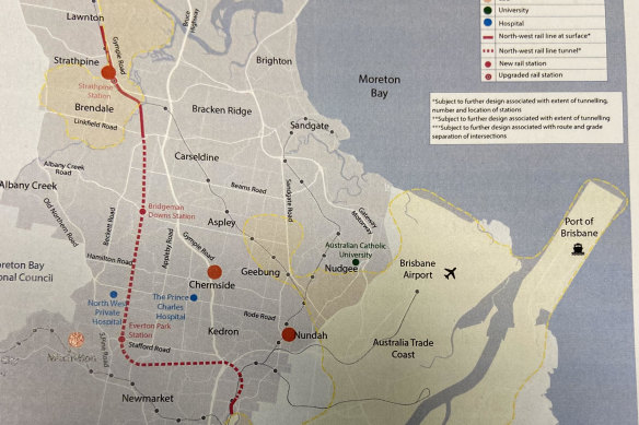 New underground rail stations could be built at Everton Park and Bridgeman Down on a western underground rail line from Albion to Strathpine or at Chermside under an eastern link from Albion to Carseldine. 