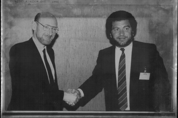 Sir Clive Sinclair, left, with Alan Sugar, who bought Sinclair’s products and brand name for £5 million in 1986.