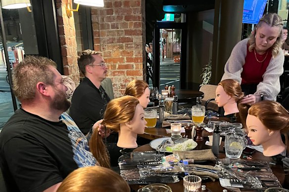 Dads learning at Pints and Ponytails,  at Central Club Hotel in North Melbourne.
