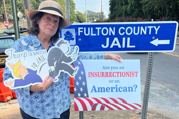 Virginia Webb of north-east Georgia outside the Fulton County Jail.