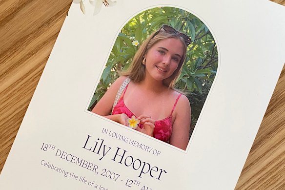 Lily Hooper’s Funeral order of service.