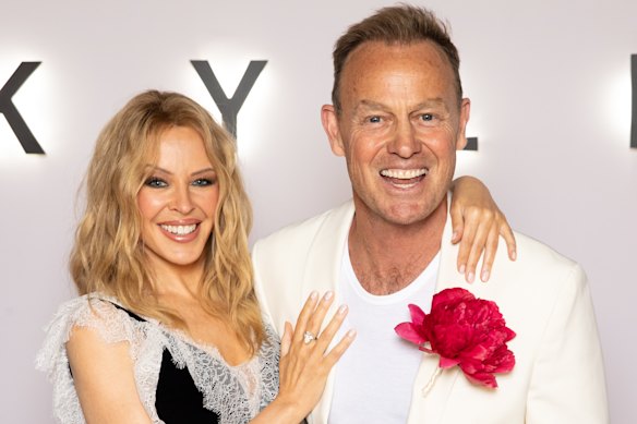 Kylie Minogue and Jason Donovan attend the launch for the Netflix documentary series Kylie, in London on Monday. 