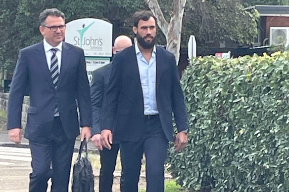 Toby Rudolf and lawyer David Carroll outside court in Sutherland.