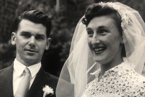 Peter and Jean at their wedding in 1955. 