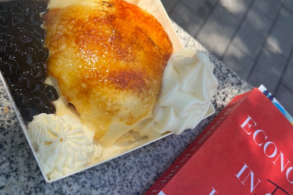 Summer essentials: a book and souffle pancakes with icecream in Cabramatta.