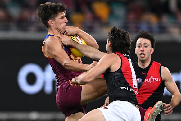 Zac Bailey marks against the Bombers.